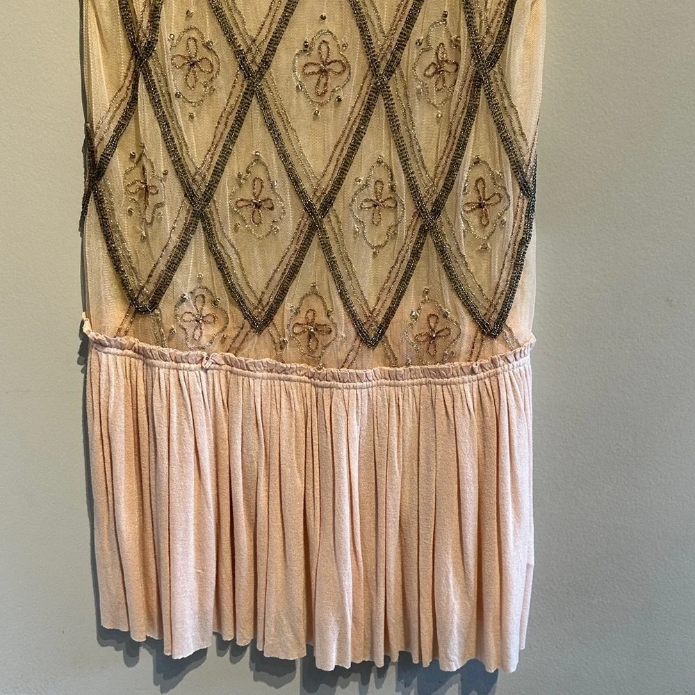 Free People Sheer Embroidered Short Sleeve Top - pink and Black - Picture 6 of 10